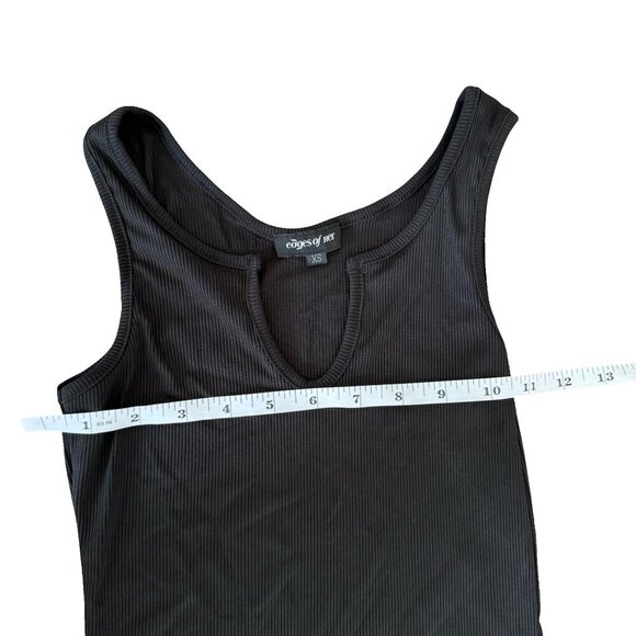 Ribbed Notch Neck Bodycon Maxi Dress Black XSmall - Picture 8 of 10